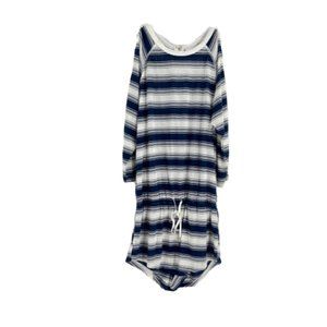 Sabo Skirt Romper Blue White Striped Long Sleeve Cut-Out Shoulder Back Zip Sz 2